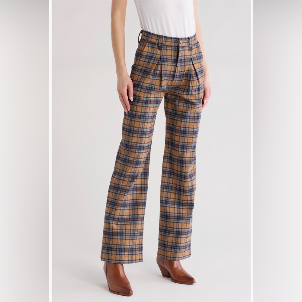 MOTHER Maven plaid pleated pants sz 26